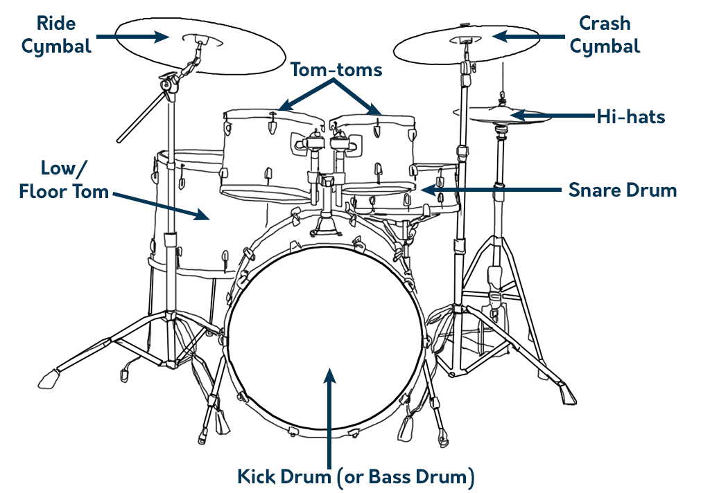 Drum Kit Lyrebird - Parts of a drumset